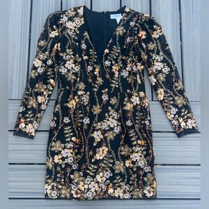 Helsi Floral Embroidered sequin dress vneck like new